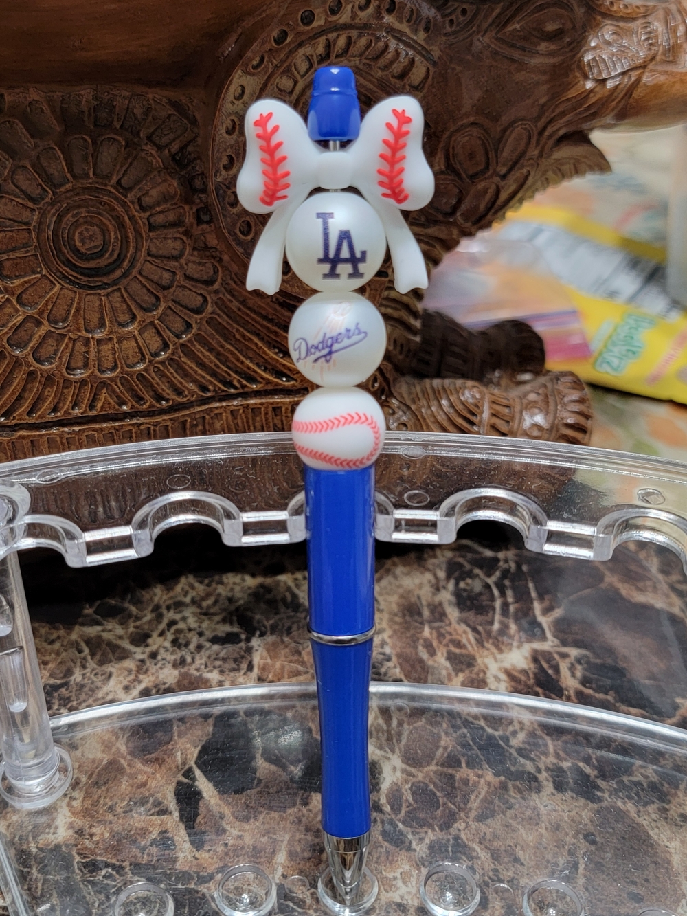 Los Angeles Blue Baseball Bead Pen